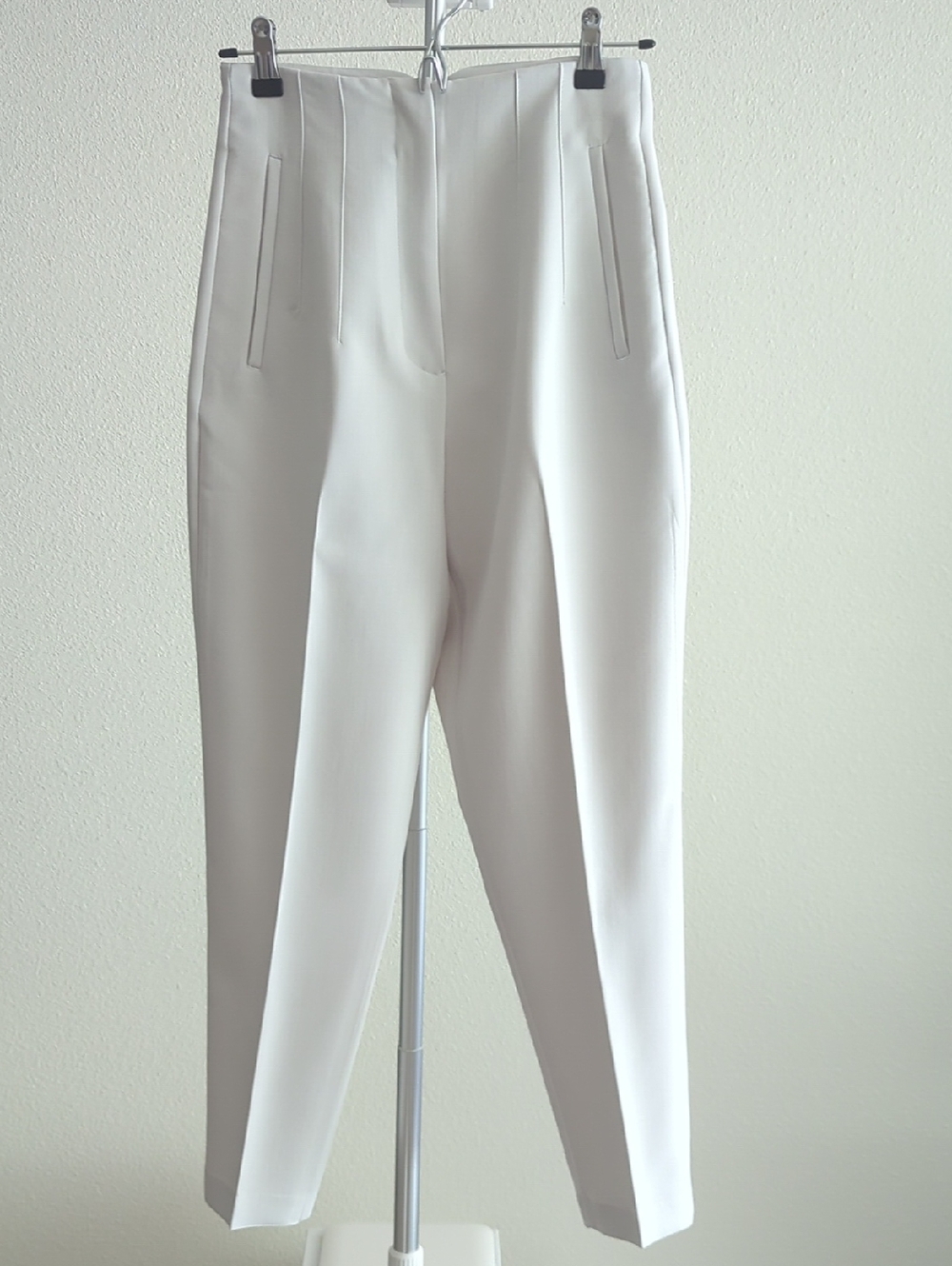 Zara Crisp White High-Waist Tailored Pants